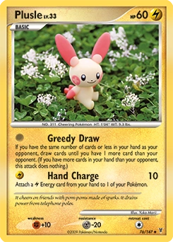 Plusle Pokémon card, number 76