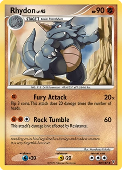 Rhydon Pokémon card, number 80
