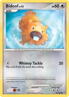 Bidoof Pokémon card, number 91