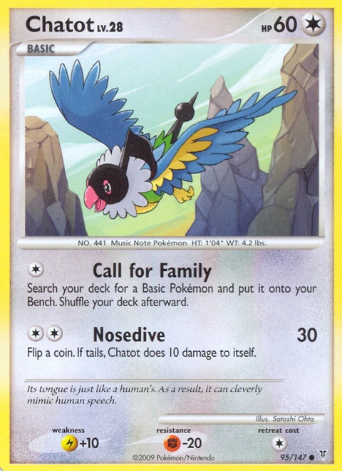 Chatot Pokémon card from Supreme Victors, number 95 (Standard print)