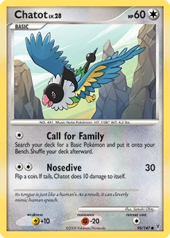 Chatot Pokémon card, number 95