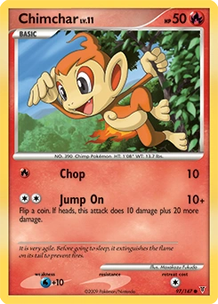 Chimchar Pokémon card, number 97