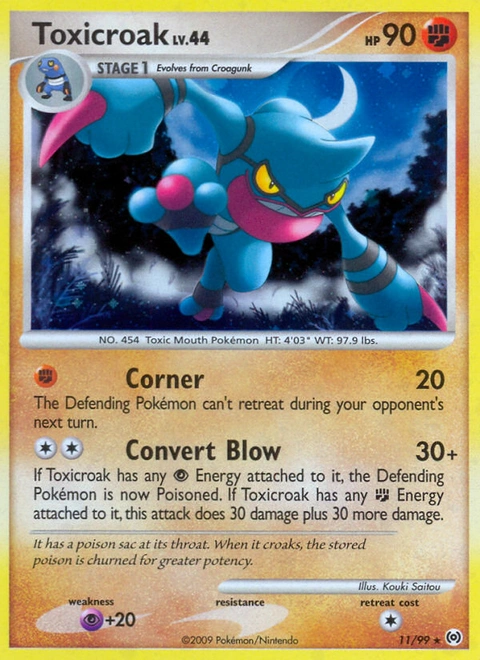 Toxicroak Pokémon card from Arceus, number 11 (Holo print)