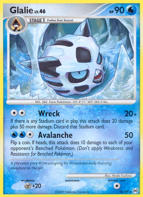 Glalie Pokémon card from Arceus, number 18 (Standard print)