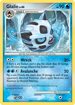 Glalie Pokémon card, number 18