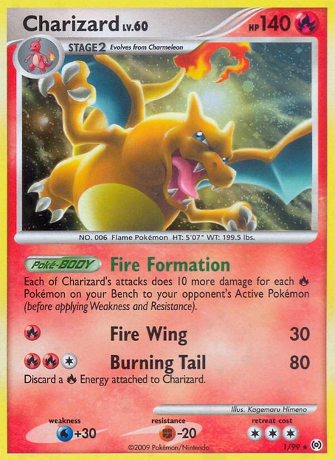 Charizard Pokémon card from Arceus, number 1 (Holo print)