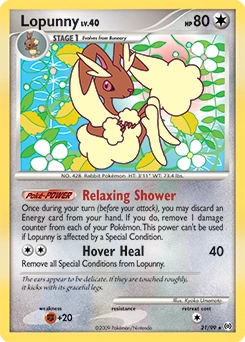 Lopunny Pokémon card, number 21
