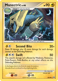 Manectric Pokémon card, number 22