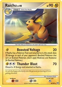 Raichu Pokémon card, number 27
