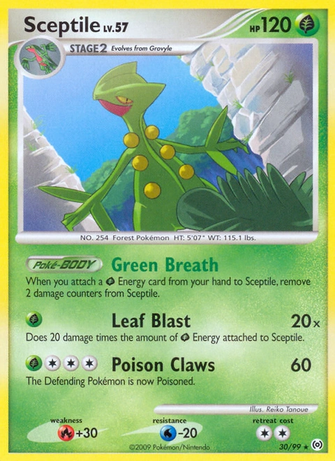 Sceptile Pokémon card from Arceus, number 30 (Standard print)