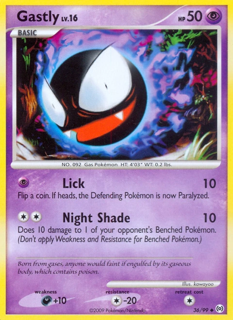 Gastly Pokémon card from Arceus, number 36 (Standard print)