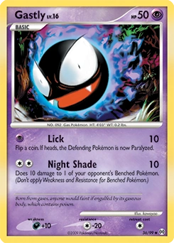 Gastly Pokémon card, number 36