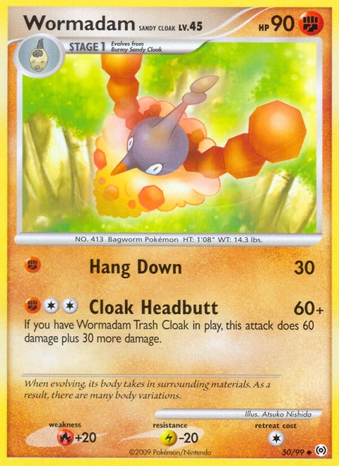 Wormadam Sandy Cloak Pokémon card from Arceus, number 50 (Standard print)
