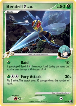 Beedrill G Pokémon card, number 53