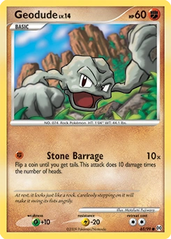 Geodude Pokémon card, number 65