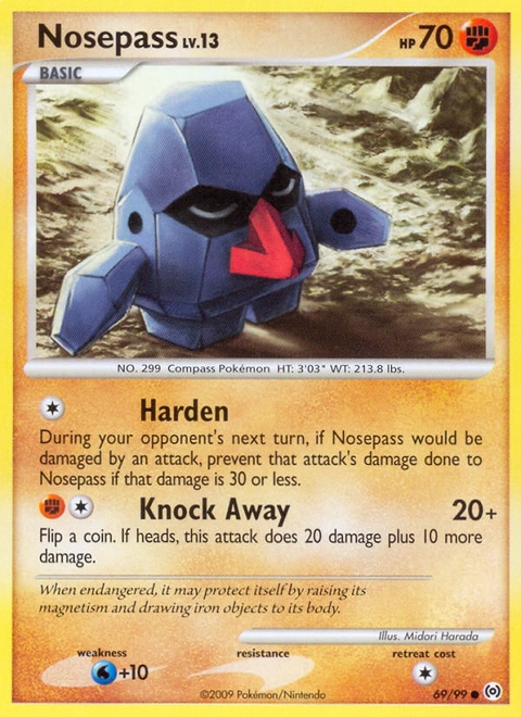 Nosepass Pokémon card from Arceus, number 69 (Standard print)