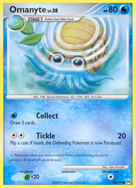 Omanyte Pokémon card from Arceus, number 70 (Standard print)