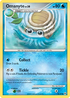Omanyte Pokémon card, number 70