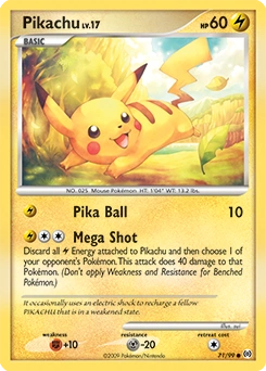 Pikachu Pokémon card, number 71