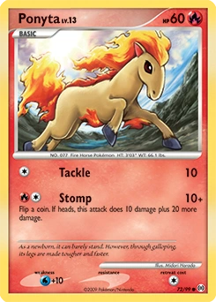 Ponyta Pokémon card, number 72