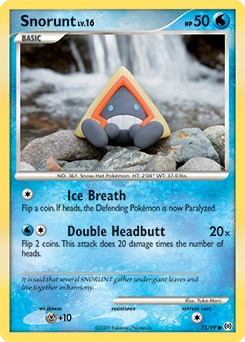 Snorunt Pokémon card, number 75