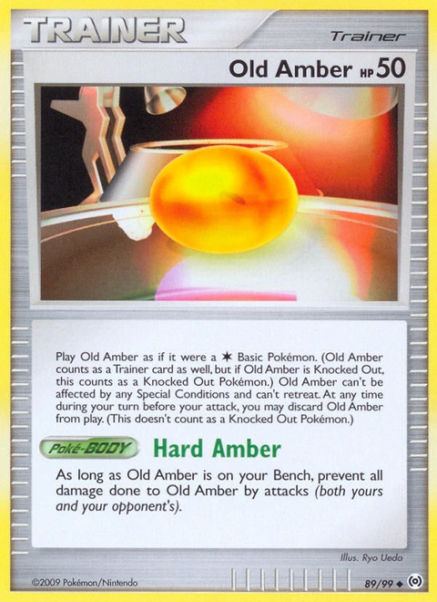 Old Amber Pokémon card from Arceus, number 89 (Standard print)