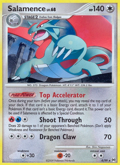 Salamence Pokémon card from Arceus, number 8 (Holo print)
