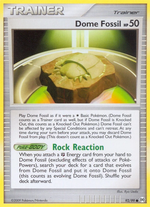Dome Fossil Pokémon card from Arceus, number 92 (Standard print)