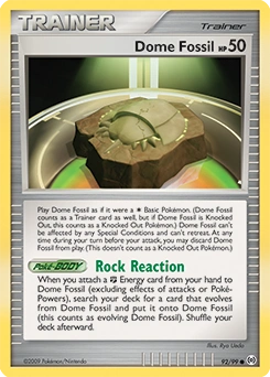 Dome Fossil Pokémon card, number 92