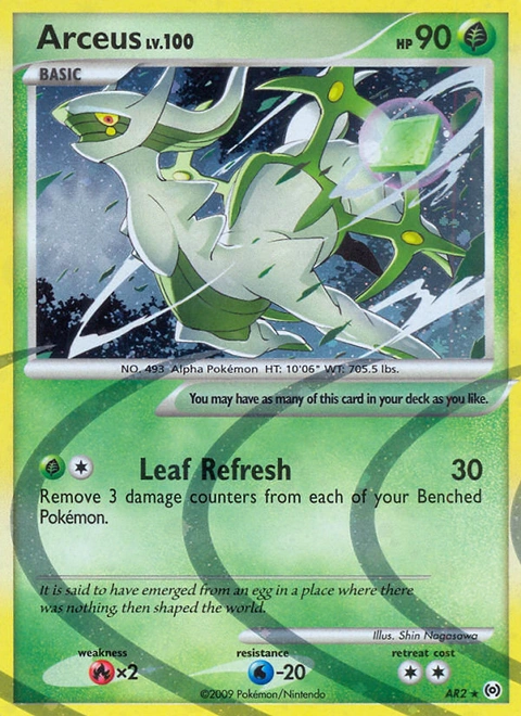 Arceus Pokémon card from Arceus, number AR2 (Holo print)