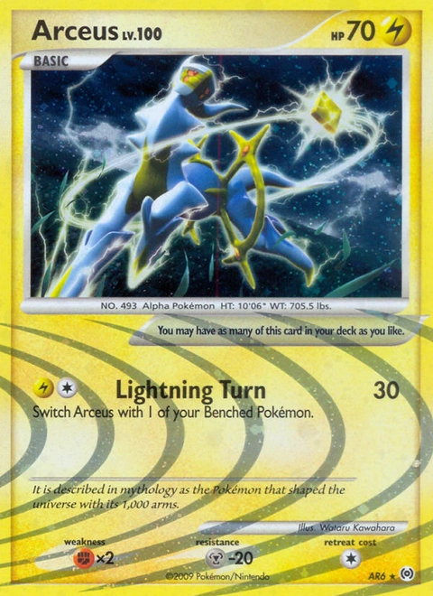 Arceus Pokémon card from Arceus, number AR6 (Holo print)
