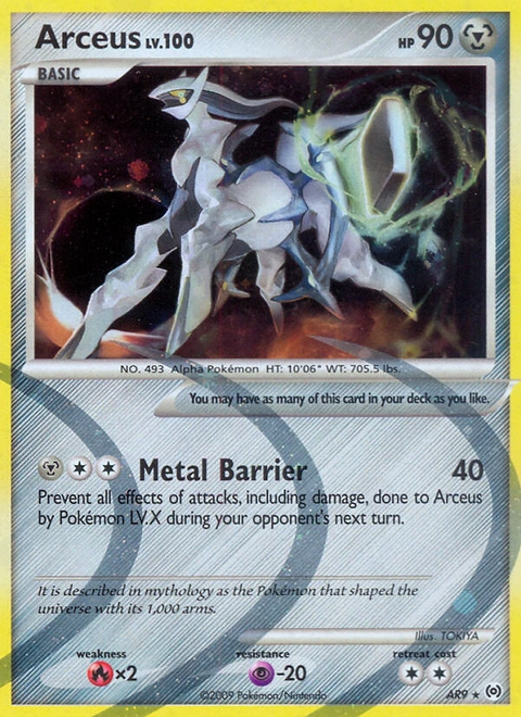 Arceus Pokémon card from Arceus, number AR9 (Holo print)