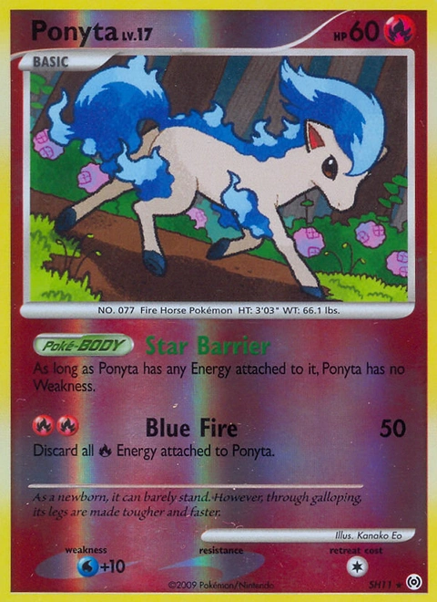 Ponyta Pokémon card from Arceus, number SH11 (Holo print)