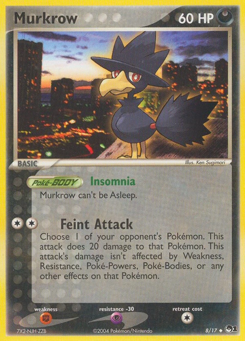 Murkrow Pokémon card from POP Series 1, number 8 (Standard print)