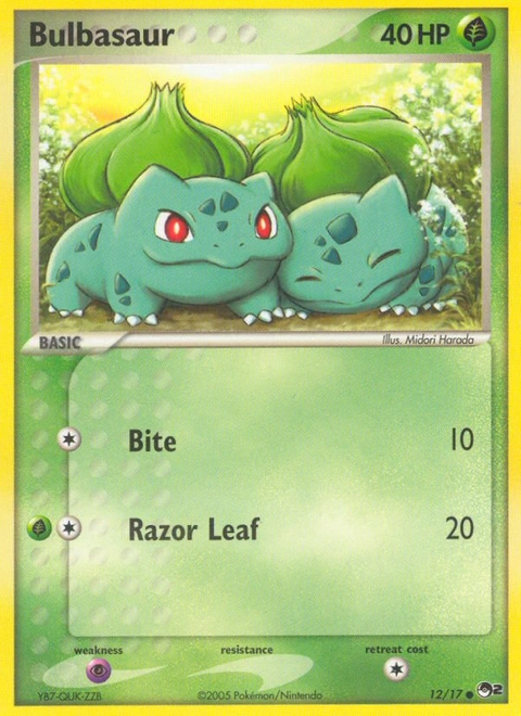 Bulbasaur Pokémon card from POP Series 2, number 12 (Standard print)