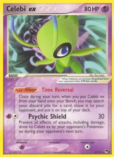 Celebi ex Pokémon card from POP Series 2, number 17 (Standard print)