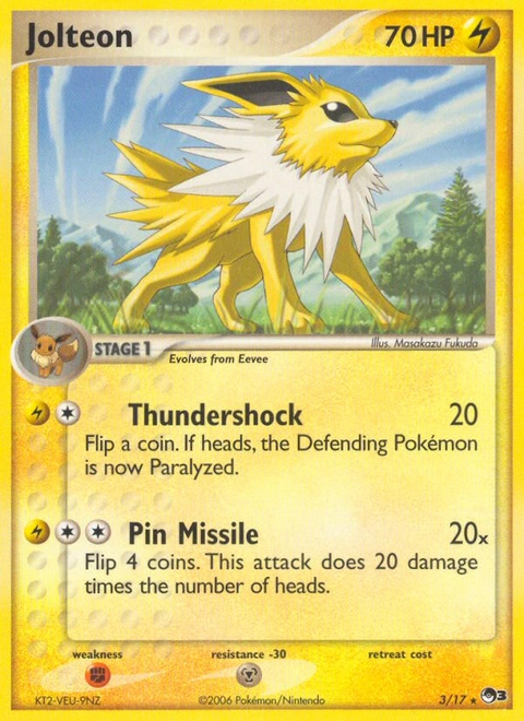 Jolteon Pokémon card from POP Series 3, number 3 (Standard print)