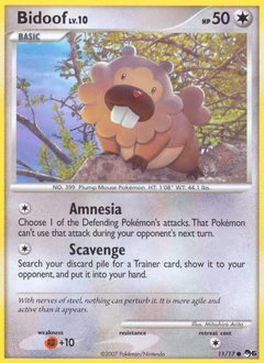Bidoof Pokémon card, number 11