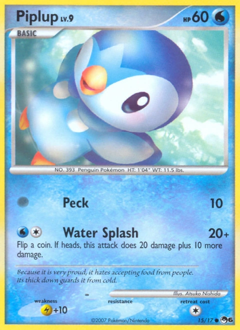 Piplup Pokémon card from POP Series 6, number 15 (Standard print)