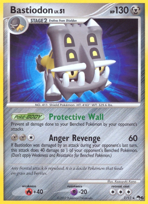 Bastiodon Pokémon card from POP Series 6, number 1 (Standard print)