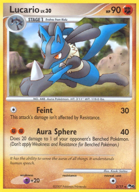 Lucario Pokémon card from POP Series 6, number 2 (Standard print)