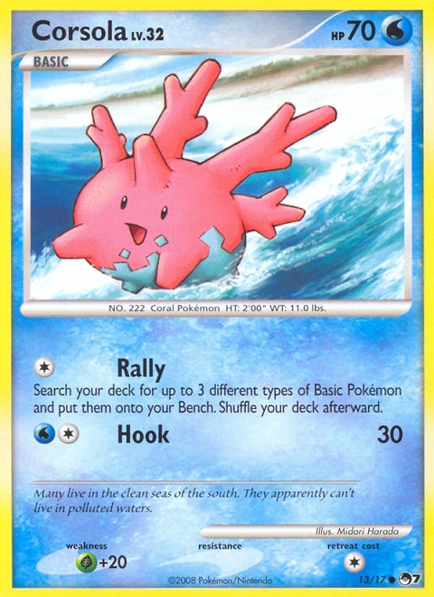 Corsola Pokémon card from POP Series 7, number 13 (Standard print)