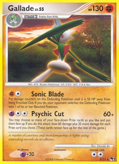 Gallade Pokémon card from POP Series 7, number 2 (Standard print)