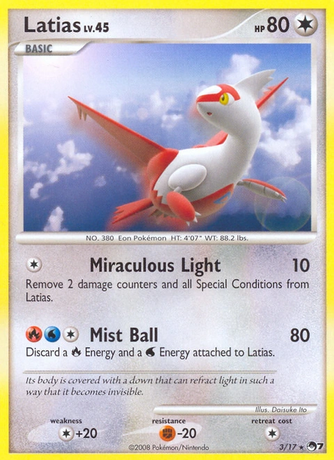 Latias Pokémon card from POP Series 7, number 3 (Standard print)