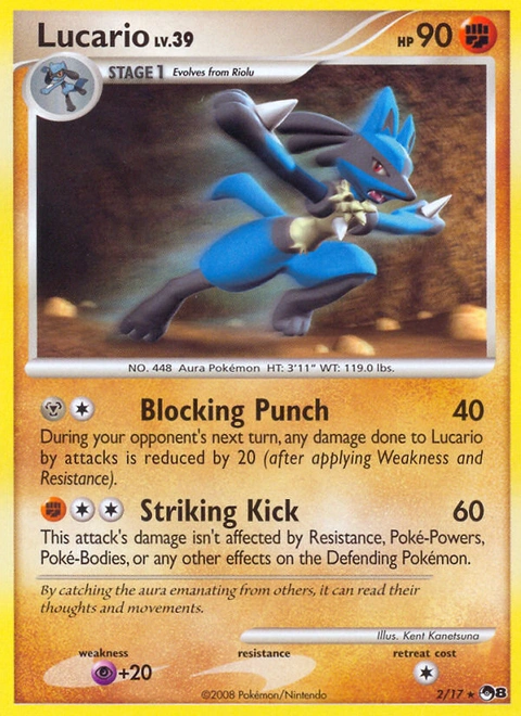 Lucario Pokémon card from POP Series 8, number 2 (Standard print)