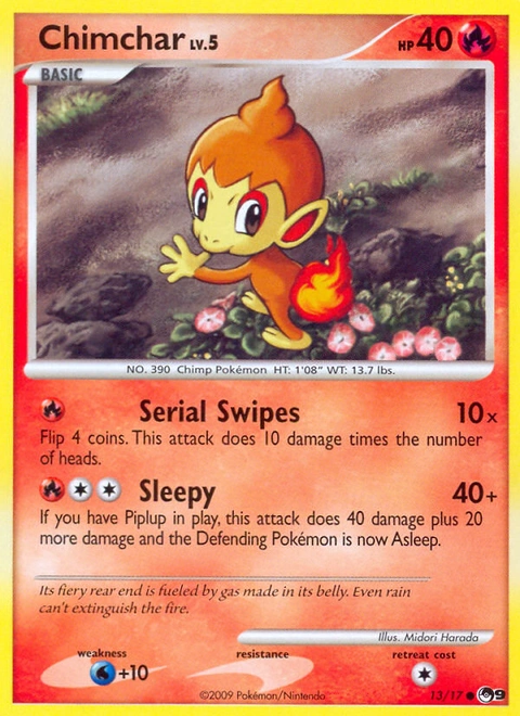 Chimchar Pokémon card from POP Series 9, number 13 (Standard print)