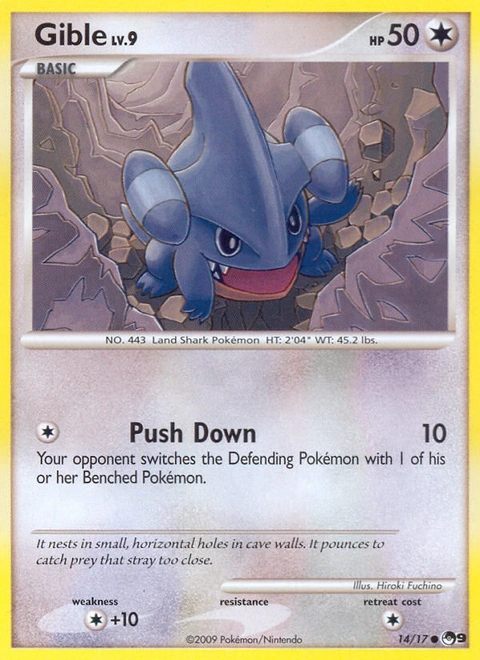 Gible Pokémon card from POP Series 9, number 14 (Standard print)
