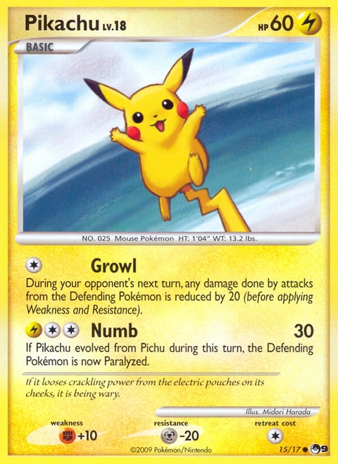 Pikachu Pokémon card from POP Series 9, number 15 (Standard print)