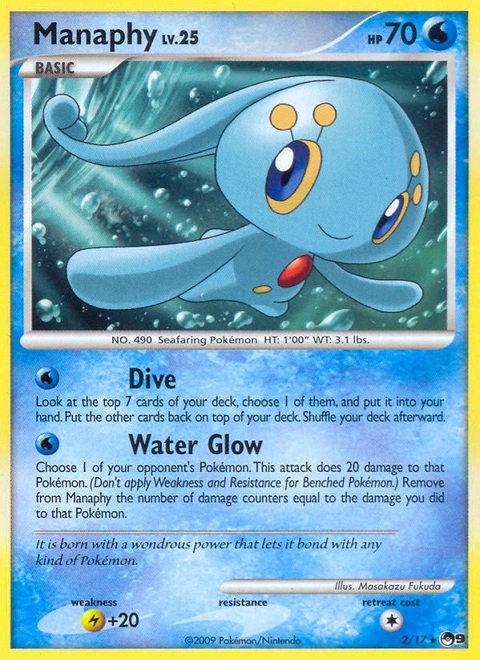 Manaphy Pokémon card from POP Series 9, number 2 (Standard print)