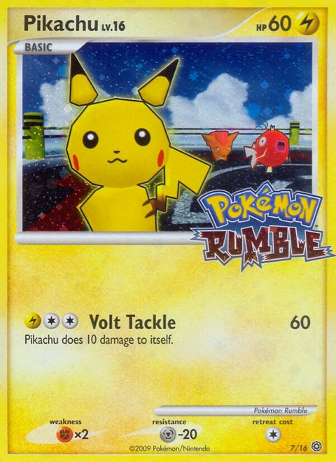 Pikachu Pokémon card from Pokémon Rumble, number 7 (Standard print)